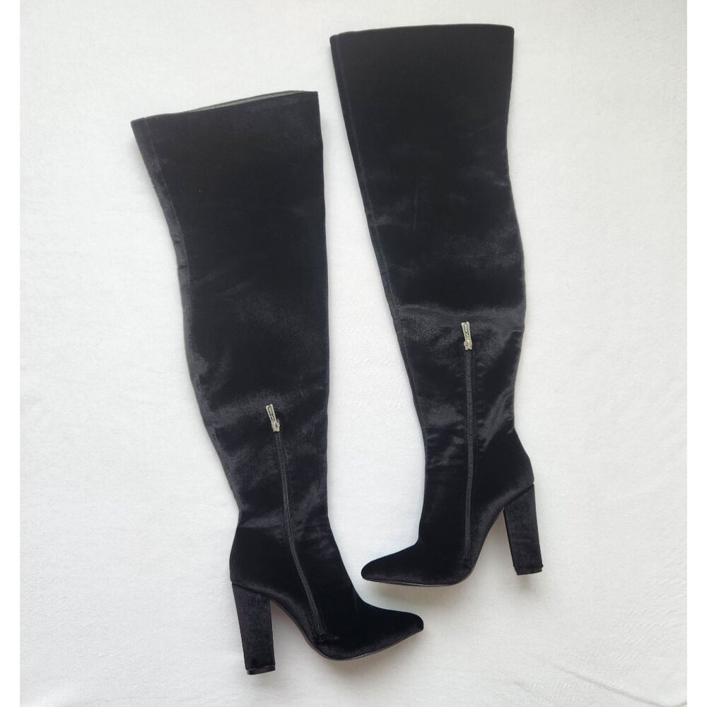 Cape Robbin Thigh High Tall Rhinestone Sparkly Velvet Boots Sexy Clubwear 7M - Picture 2 of 11